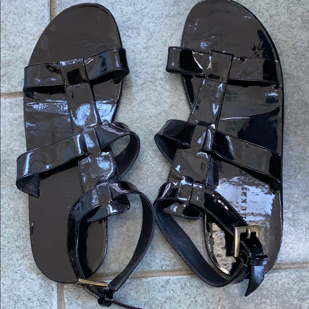 Jenni Kayne Black patent leather Grecian sandals